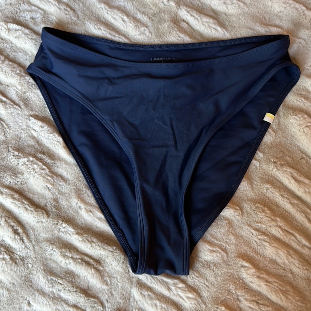 Summersalt High Leg Mid Rise Bikini Bottom - Deep Sea - size 6.